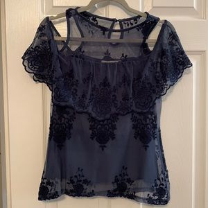 Navy lace top